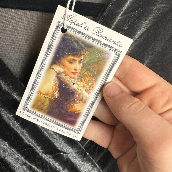 Hopeless Romantic Victorian Trading Co. NWT Grey Velvet Maxi Dress small L31 - Picture 5 of 7